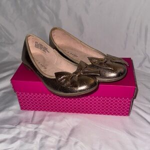 Girls Gold Bow Flats